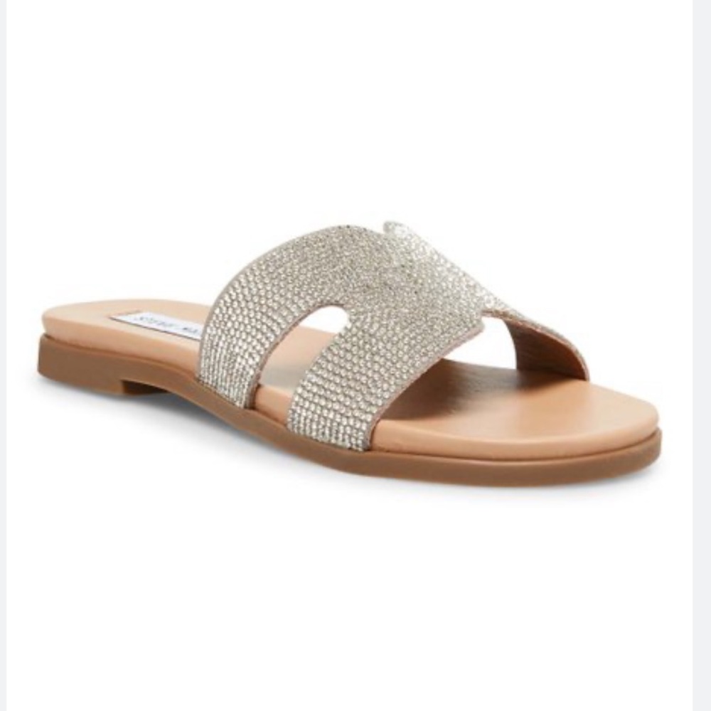 Steve Madden Hoku rhinestone slides shoes EuC 8.5